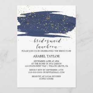 Wasserfarbennacht und Gold Bridesmaid Luncheon Einladung