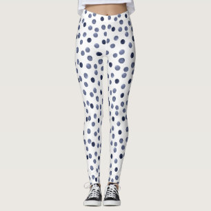 Wasserfarbennavy runcles polka Punkt Hand gezogen, Leggings