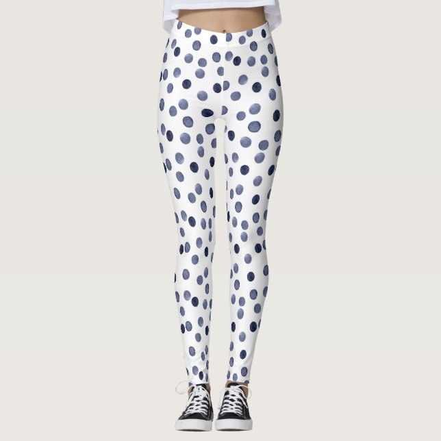 Wasserfarbennavy runcles polka Punkt Hand gezogen, Leggings (Vorderseite)