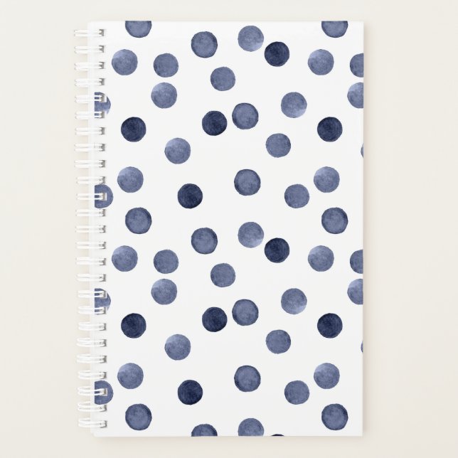 Wasserfarbennavy runcles polka Punkt Hand gezogen, Planer (Vorderseite)
