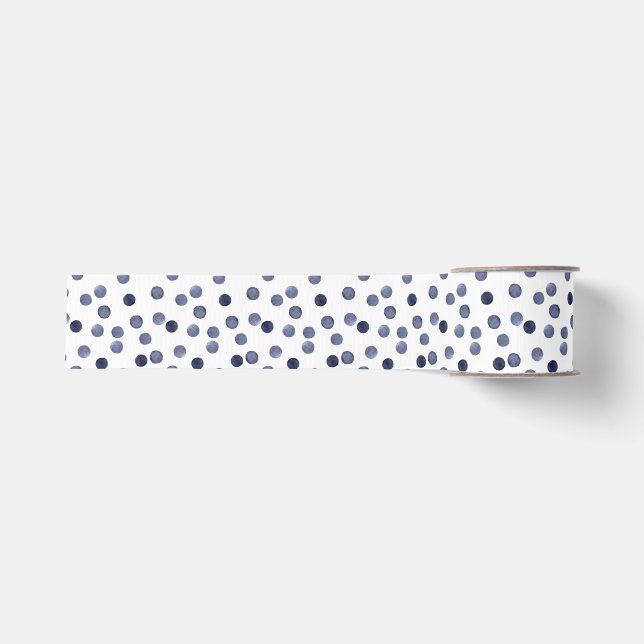 Wasserfarbennavy runcles polka Punkt Hand gezogen, Ripsband (Vorderseite)