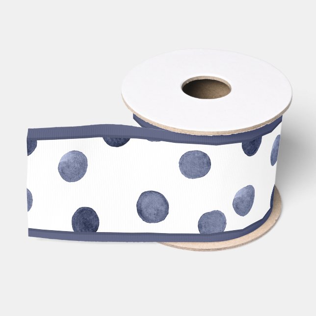 Wasserfarbennavy runcles polka Punkt Hand gezogen, Ripsband (Spule)