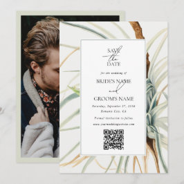 Wasserfarbenneutrales Boho Botanisches Foto Hochze Save The Date
