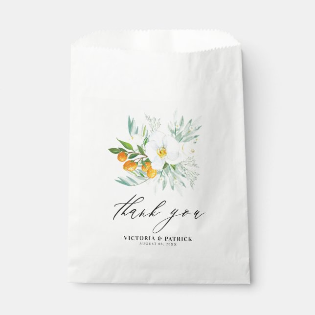 Wasserfarbenorchids und Kumquats Hochzeit Vielen D Geschenktütchen (Vorderseite)