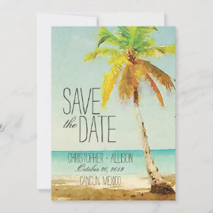 Wasserfarbenpalme   Hochzeitsstichtag speichern Save The Date