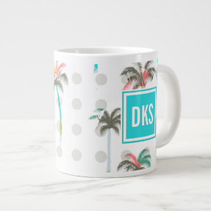 Wasserfarbenpalme  Monogramm Jumbo-Tasse