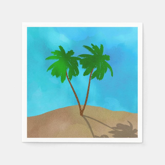 Wasserfarbenpalme Tree Beach Szene Collage Serviette (Vorderseite)