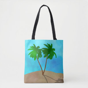 Wasserfarbenpalme Tree Beach Szene Collage Tasche
