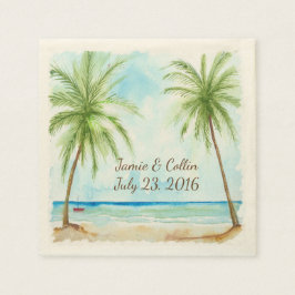 Wasserfarbenpalme Tree Custom Wedding Paper Napkin Serviette