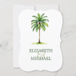 Wasserfarbenpalme Tree Elegante Hochzeitsfeier Pro Einladung