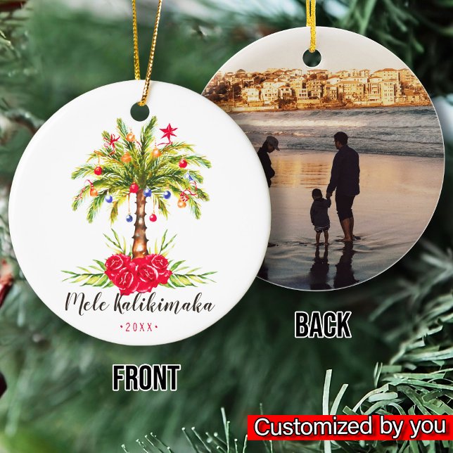 Wasserfarbenpalme Weihnachten Mele Kalikimaka Keramik Ornament (Von Creator hochgeladen)