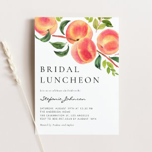 Wasserfarbenpeaches Sommer Bridal Luncheon Einladung