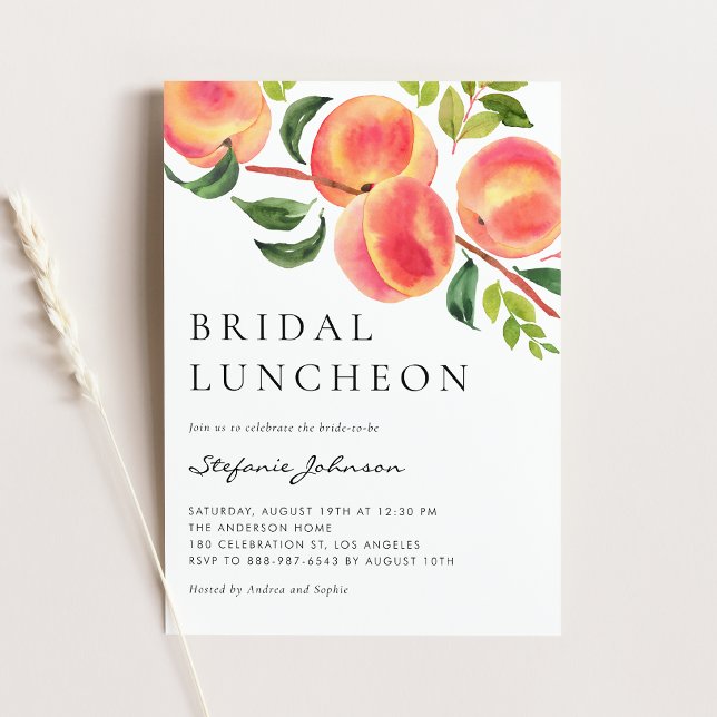 Wasserfarbenpeaches Sommer Bridal Luncheon Einladung (Von Creator hochgeladen)