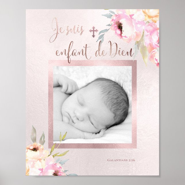 Wasserfarbenpeonies, Je suis enfant de Dieu Poster (Vorne)