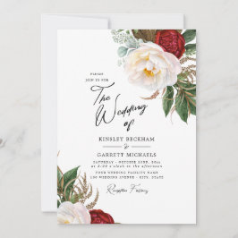 Wasserfarbenpeonies Maßgeschneiderte White Wedding Einladung