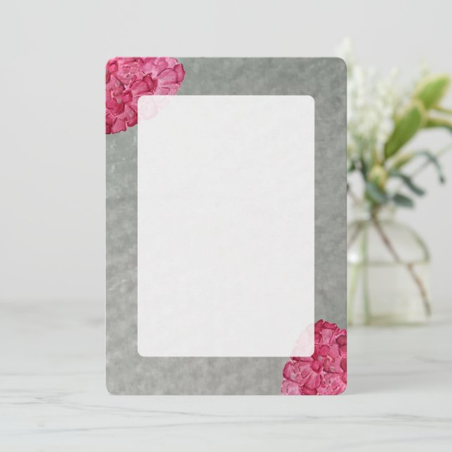 Wasserfarbenpeony Blank Notecard Mitteilungskarte (Stehend Vorderseite)
