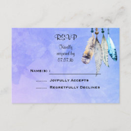 Wasserfarbenperlen 'n Feathers Wedding RSVP Karte