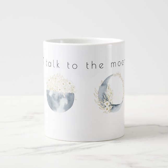 Wasserfarbenphase des Mondes und der Blume Jumbo-Tasse (Vorderseite)