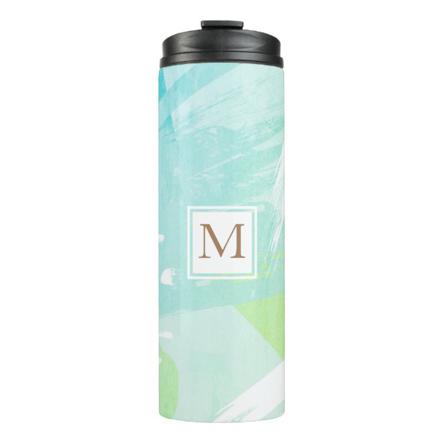 Wasserfarbenpinsel Schlaganfall Monogram Thermaltu Thermosbecher (Vorderseite)