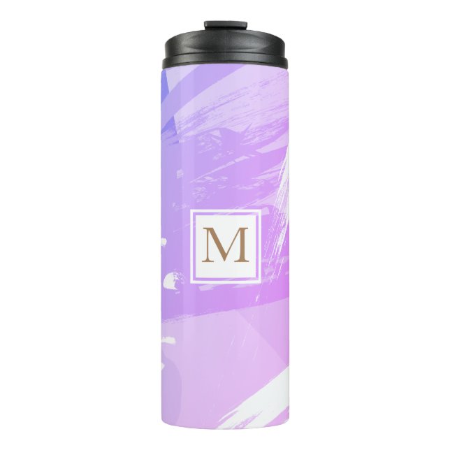 Wasserfarbenpinsel Schlaganfall Monogram Thermaltu Thermosbecher (Vorderseite)
