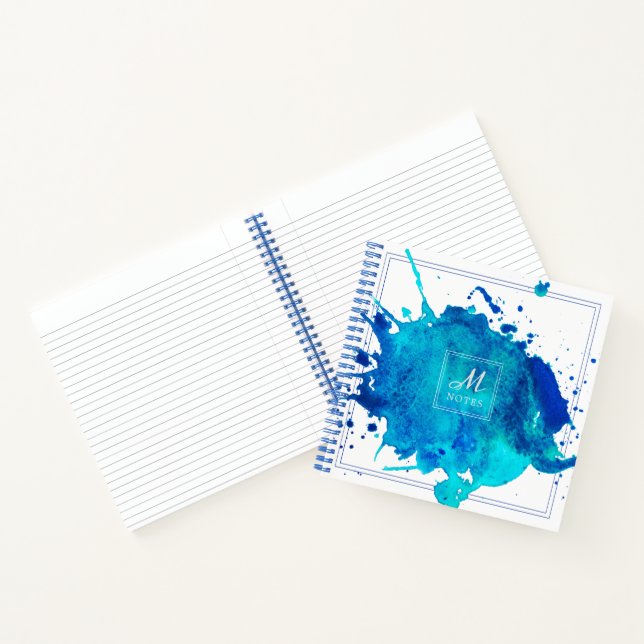 Wasserfarbenplash | Blauschattierungen Notizbuch (Innenseite)