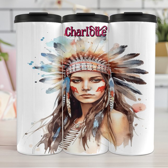 Wasserfarbenportrait Amerikanische Adresse Thermosbecher (Von Creator hochgeladen)