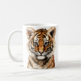 Wasserfarbenportrait eines kleinen Tiger Kaffeetasse