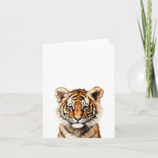 Wasserfarbenportrait eines kleinen Tiger Karte