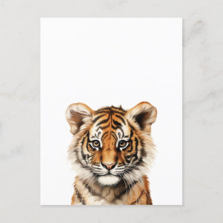 Wasserfarbenportrait eines kleinen Tiger Postkarte