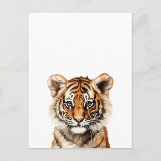 Wasserfarbenportrait eines kleinen Tiger Postkarte (Vorderseite)