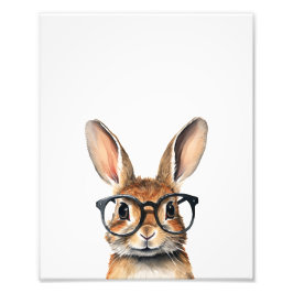 Wasserfarbenportrait Niedliches Kaninchen mit Bril Fotodruck