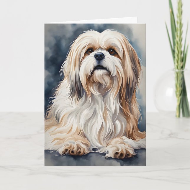 Wasserfarbenportrait Sweet Shih Tzu Dog Blank Karte (Vorderseite)