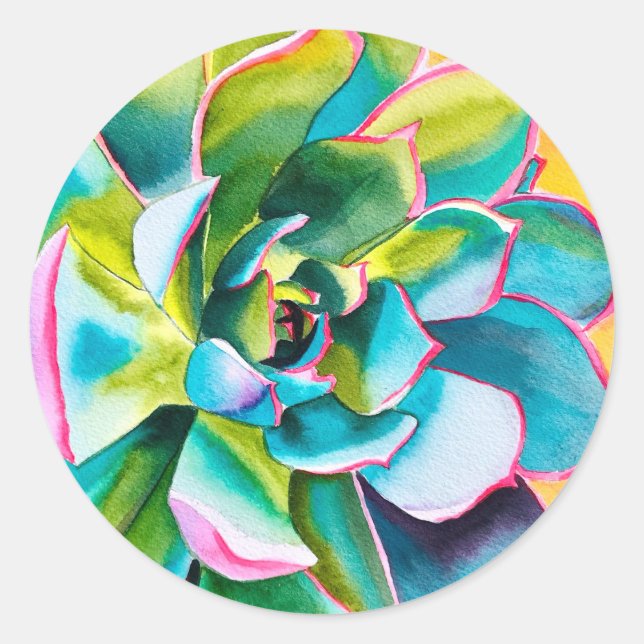 Wasserfarbenprächtig botanisch runder aufkleber (Vorderseite)
