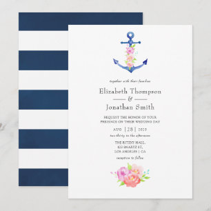 Wasserfarbenprächtige Hochzeit mit floralen Themen Einladung
