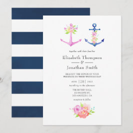 Wasserfarbenprächtige Hochzeit mit floralen Themen Einladung