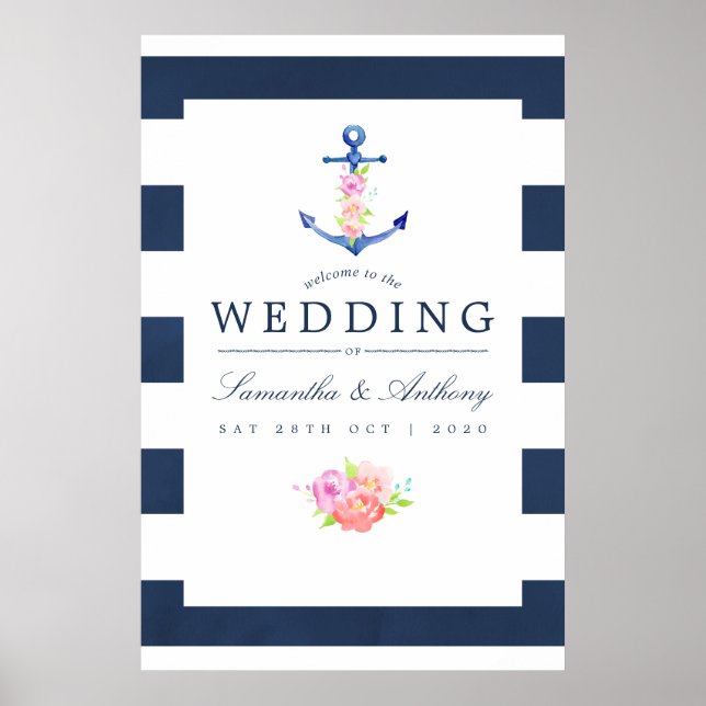 Wasserfarbenprächtige Hochzeit mit floralen Themen Poster (Vorne)
