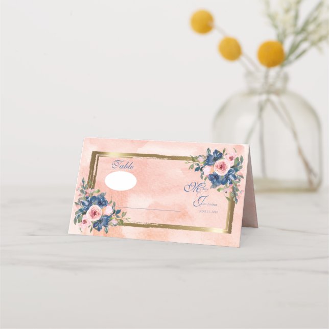 Wasserfarbenprächtige Hochzeit Platzkarte (Vorderseite)