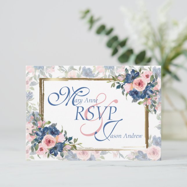 Wasserfarbenprächtige Hochzeit RSVP Karte (Stehend Vorderseite)