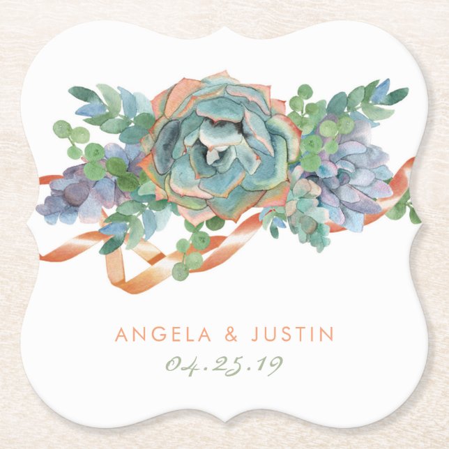 Wasserfarbenprächtige Hochzeit Untersetzer (Vorderseite)