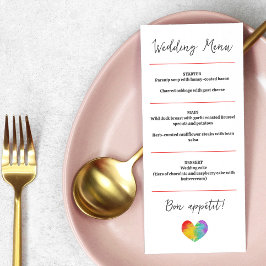Wasserfarbenprächtige Speisekarte für schwule Lesb Menükarte
