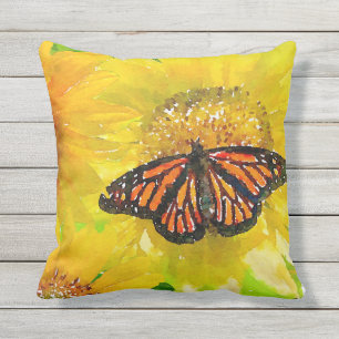 Wasserfarbenprächtiger Monarchschmetterling auf S Kissen