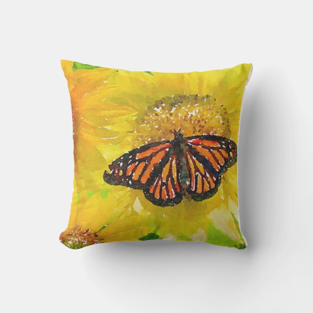 Wasserfarbenprächtiger Monarchschmetterling auf So Kissen (Vorderseite)