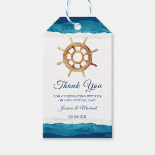 Wasserfarbenprägung der Nautic Navy Stripes Vielen Geschenkanhänger