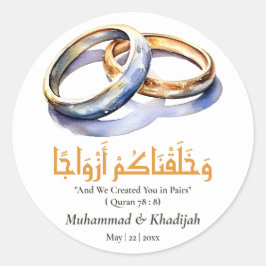 Wasserfarbenprägung Islamischer Zitat Nikah Runder Aufkleber