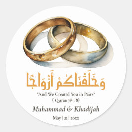 Wasserfarbenprägung Islamischer Zitat Nikah Runder Aufkleber