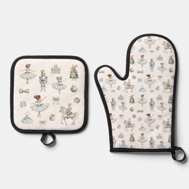 Wasserfarbenprägung Ofenhandschuh & Topflappen-Set (Vorderseite)