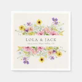 Wasserfarbenprägung Wildblume Meadow Wedding Serviette