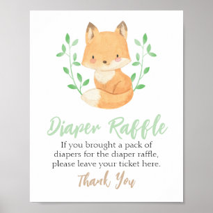Wasserfarbenprägung Woodland Fox Diaper Raffelzeic Poster