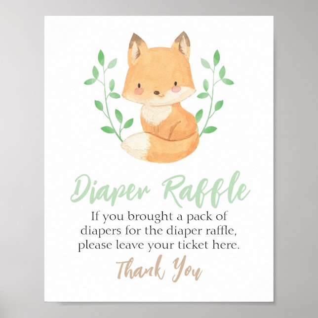 Wasserfarbenprägung Woodland Fox Diaper Raffelzeic Poster (Vorne)
