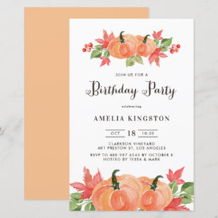 Wasserfarbenpumpen fallen Einladung zum Geburtstag